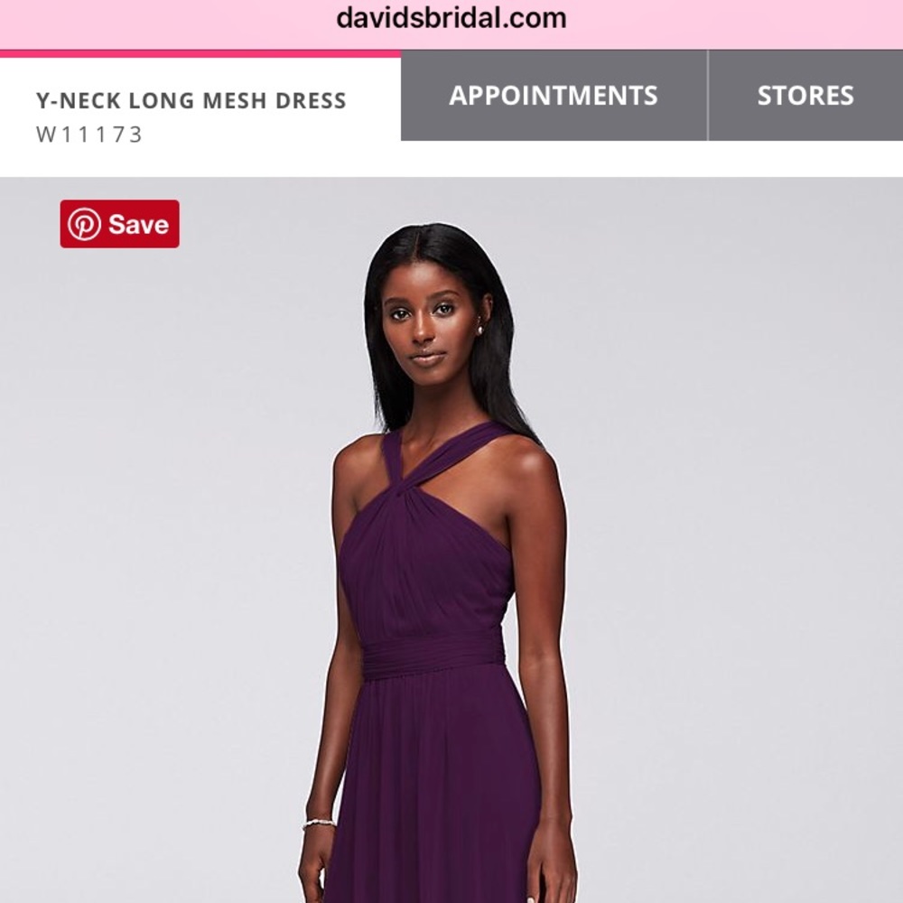Y- Neck Long Mesh David’s Bridal Dress in Plum